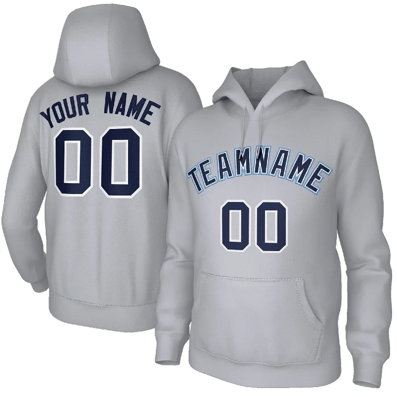 Custom Stitched Gray Navy-White Classic Style Hoodie Training Uniform