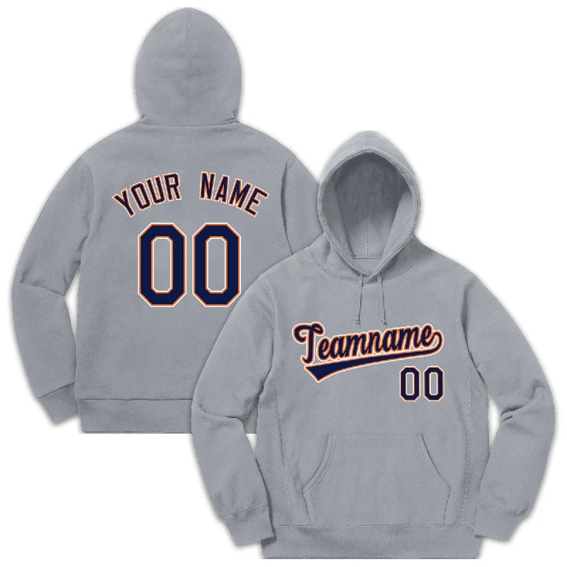 Custom Gray Royal-Orange Mens Classic Style Sweatshirt Fashion Hoodie Uniform