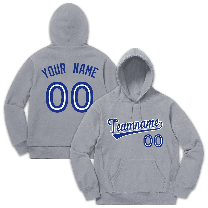 Custom Gray Royal-White Classic Style Sweatshirt Fashion Hoodie Uniform