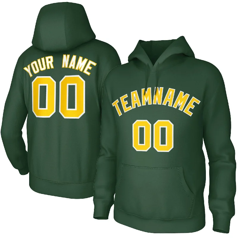 Custom Green Gold-White Classic Style Sweatshirts Uniform Pullover Hoodie