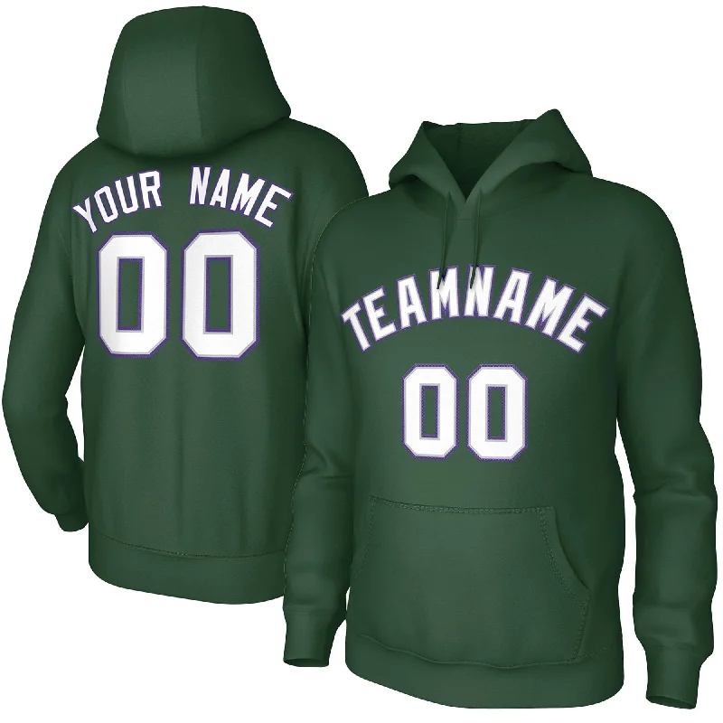 Custom Green Purple-White Classic Style Sweatshirts Uniform Pullover Hoodie