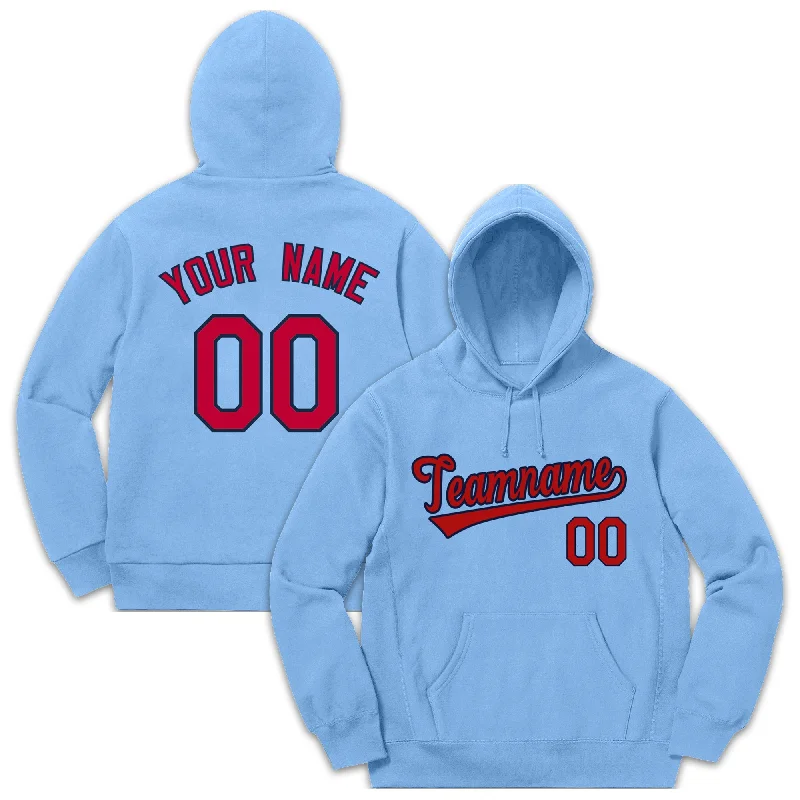 Custom Light Blue Red-Black Sport Classic Style Sweatshirt Fashion Hoodie Uniform