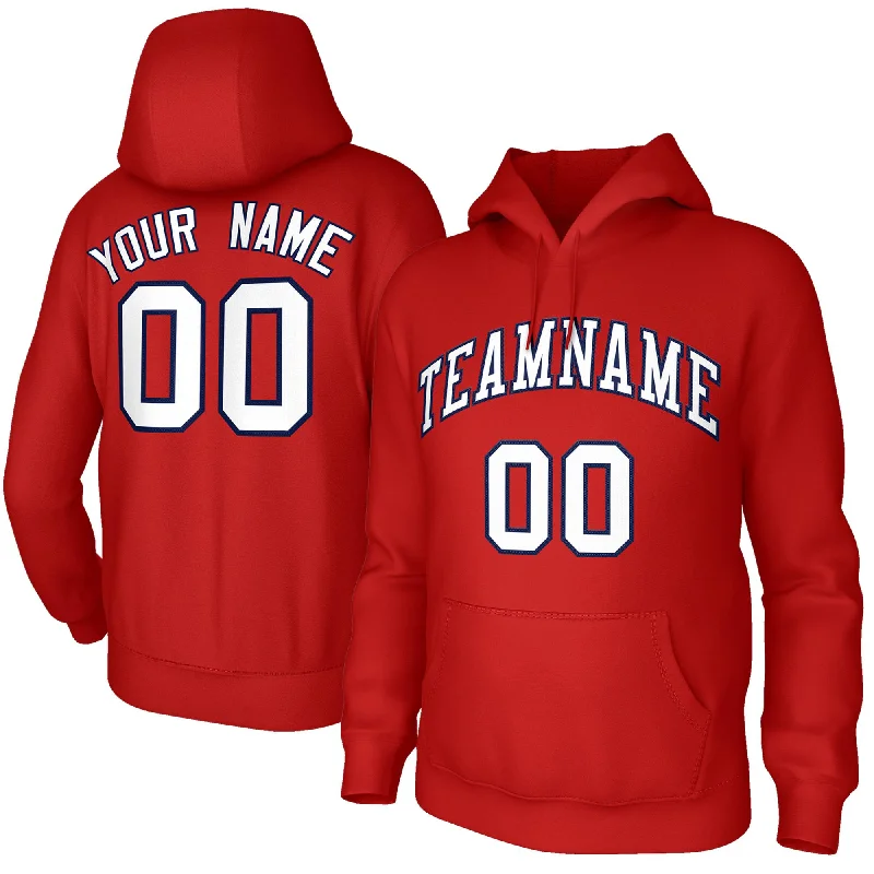 Custom Red White-Navy Classic Style Sweatshirt Fashion Hoodie Uniform