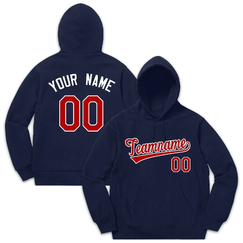 Custom Navy Red-White Classic Style Sweatshirt Fashion Hoodie Uniform