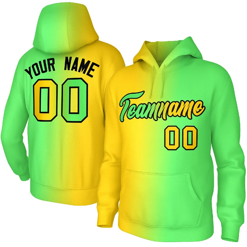 Custom Neon Green Gradient Fashion Pullover Sweatshirt Hoodie