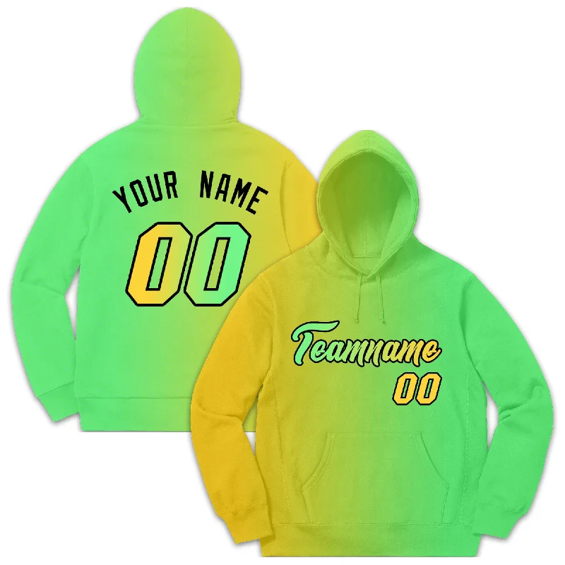 Custom Neon Green Yellow Gradient Fashion Casual Pullover Sweatshirt Hoodie