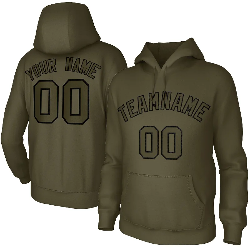 Custom Olive Black Classic Style Sweatshirts Uniform Pullover Hoodie