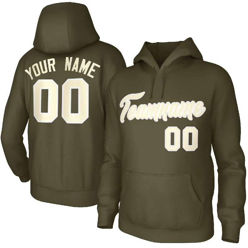 Custom Olive Cream Classic Style Personalized Uniform Pullover Hoodie