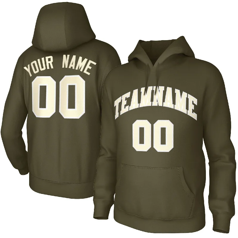 Custom Olive Cream Classic Style Training Uniform Pullover Hoodie