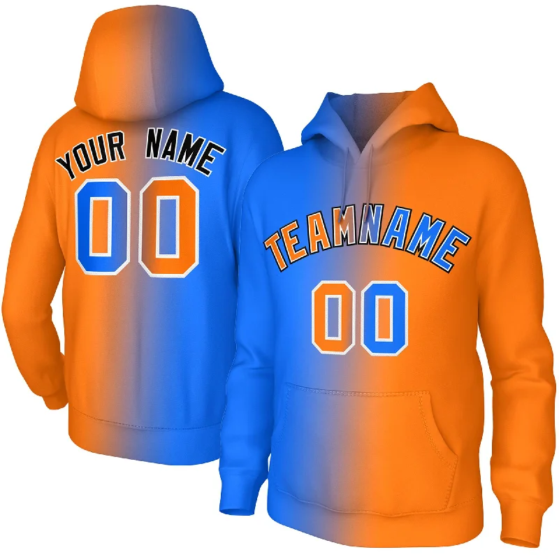 Custom Stitched Orange Royal Gradient Fashion Athletic Pullover Sweatshirt Hoodie