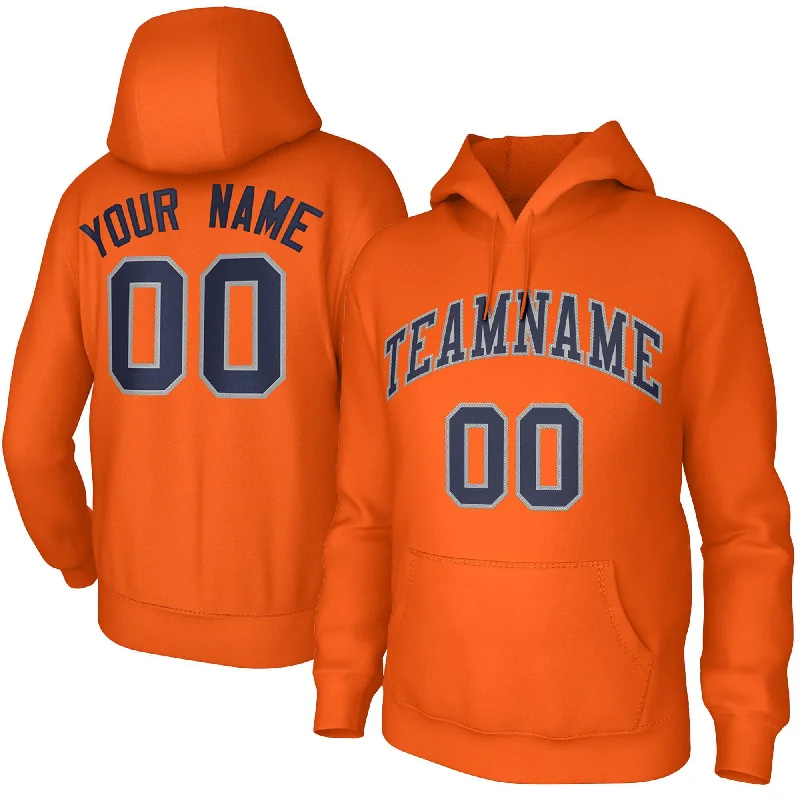 Custom Orange Navy-Gray Classic Style Training Uniform Pullover Hoodie