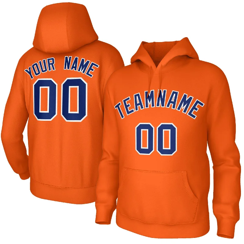 Custom Stitched Orange Royal-White Classic Style Hoodie Training Uniform