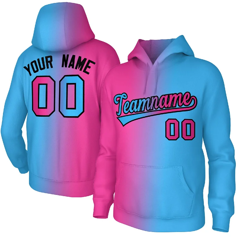 Custom Stitched Pink Gradient Fashion Sports Pullover Sweatshirt Hoodie