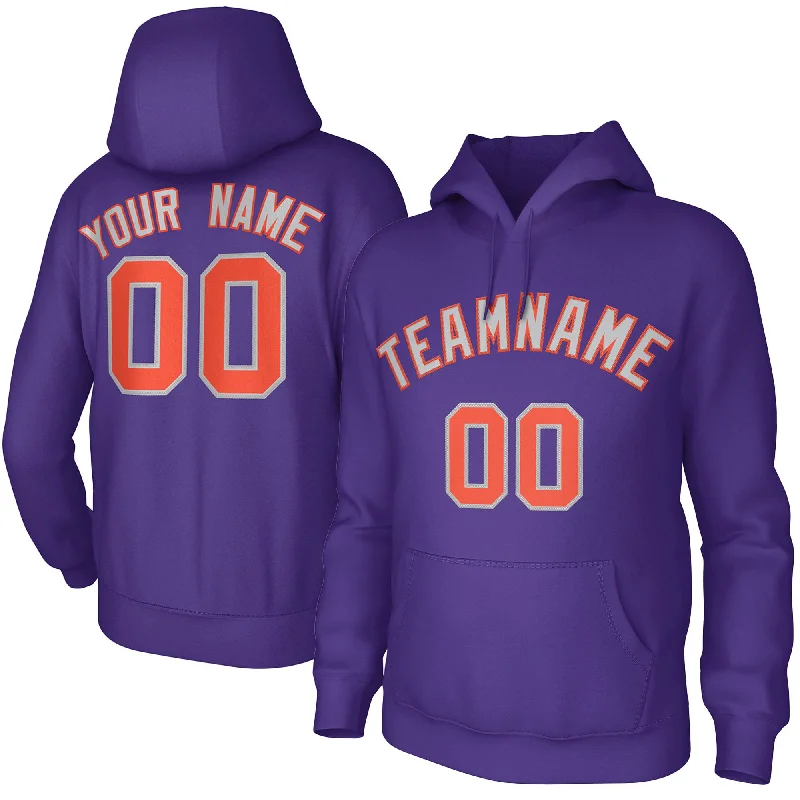 Custom Purple Gray Orange Classic Style Sweatshirts Uniform Pullover Hoodie