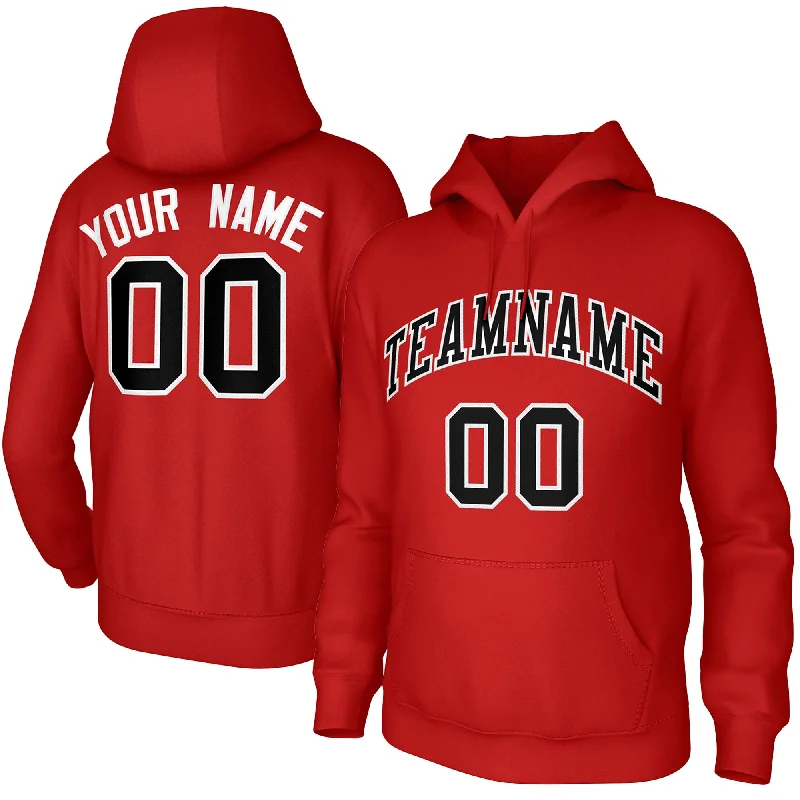 Custom Red Black-White Classic Style Training Uniform Pullover Hoodie