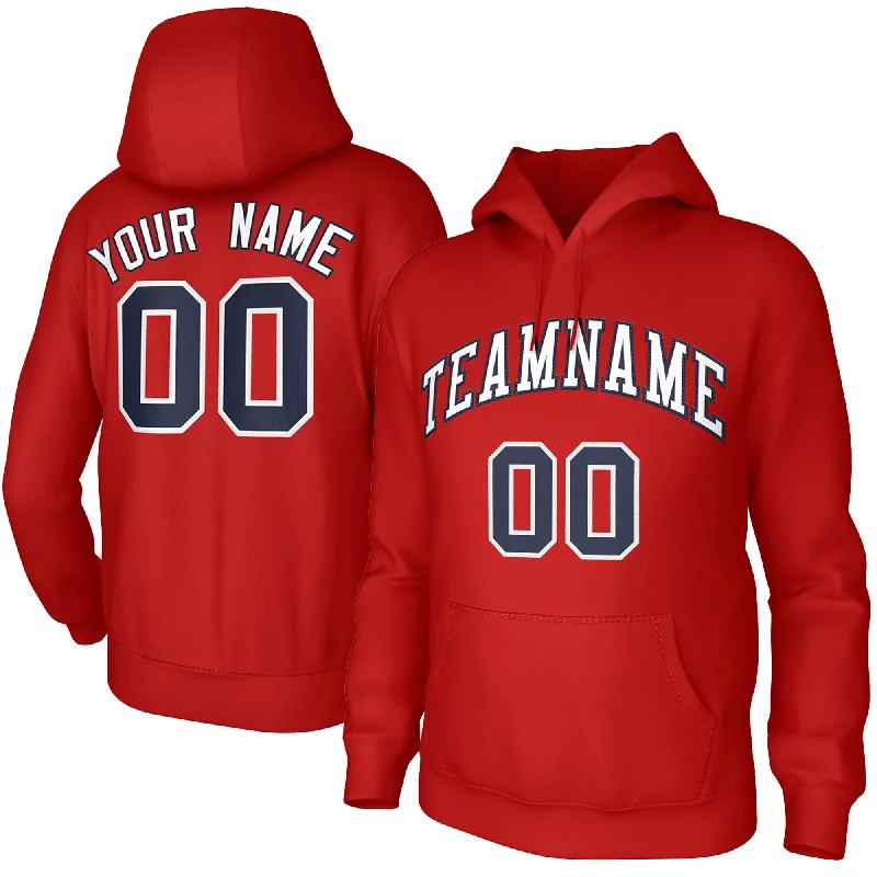 Custom Red White-Navy Classic Style Training Uniform Pullover Hoodie