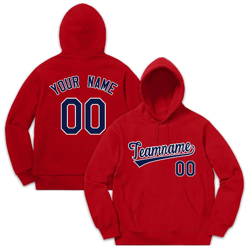 Custom Red Navy-White Classic Style Pullover Fashion Hoodie Uniform