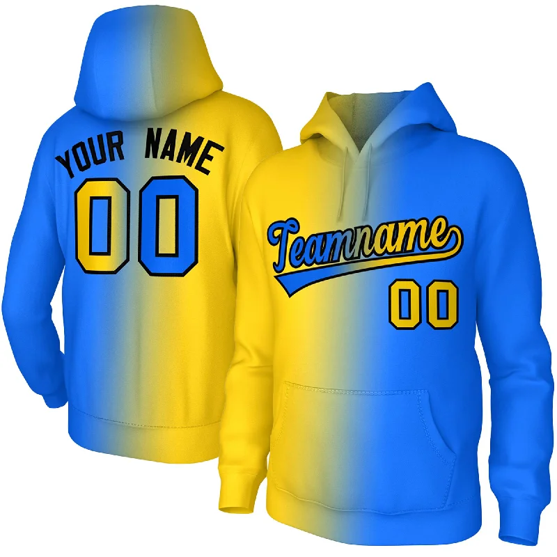 Custom Stitched Royal Gold Gradient Fashion Sports Pullover Sweatshirt Hoodie