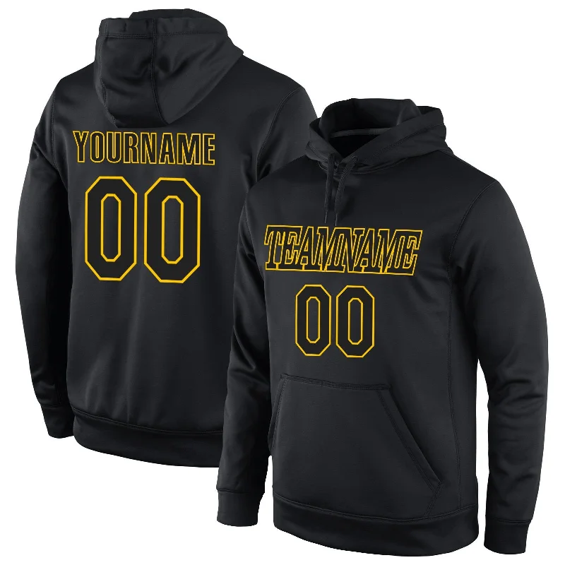 Custom Black Yellow Classic Style Pullover Sport Fashion Hoodie Uniform