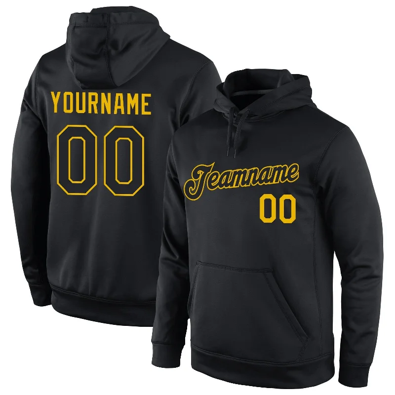 Custom Black Yellow Classic Style Pullover Sport Fashion Hoodie Uniform