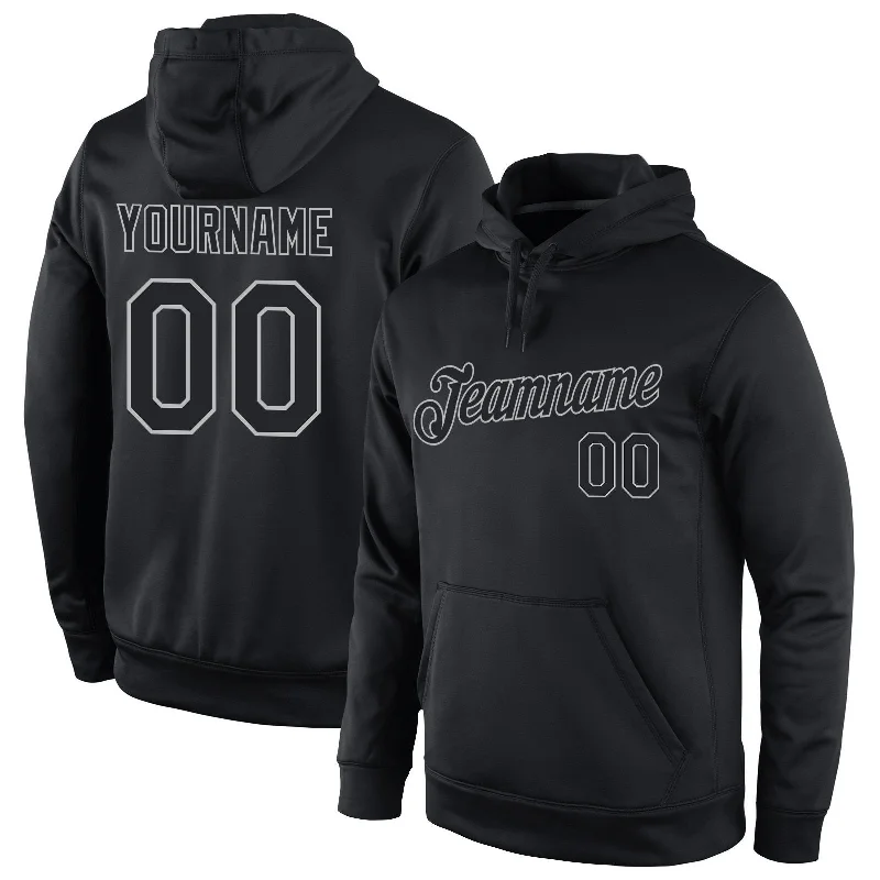 Custom Black Gray Sports Classic Style Uniform Pullover Fashion Hoodie