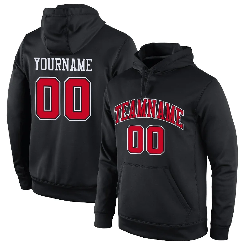 Custom Black Red-White Classic Style Uniform Pullover Fashion Hoodie