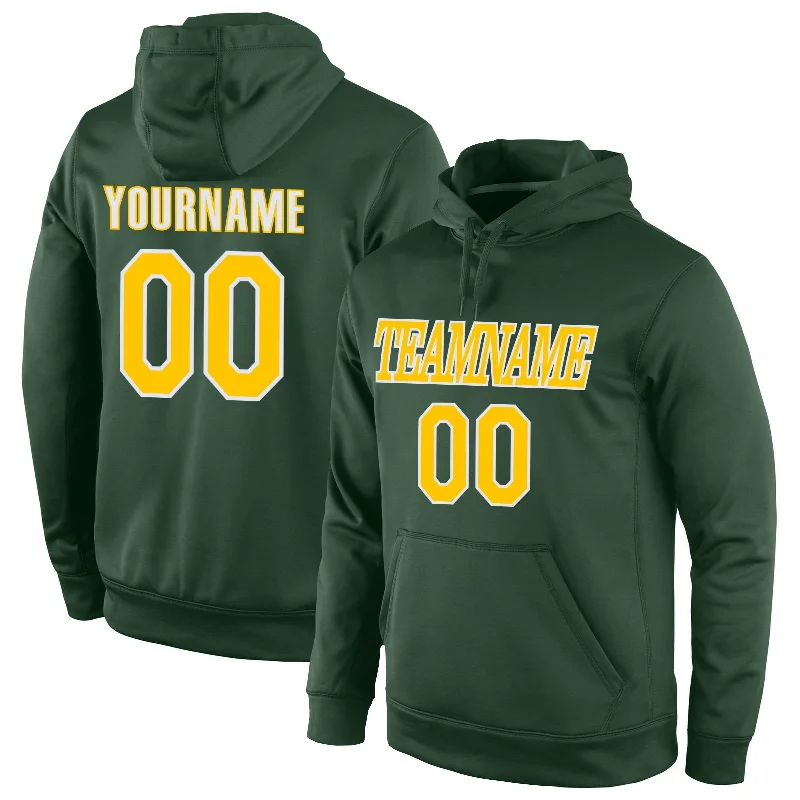 Custom Green Yellow-White Classic Style Uniform Pullover Fashion Hoodie