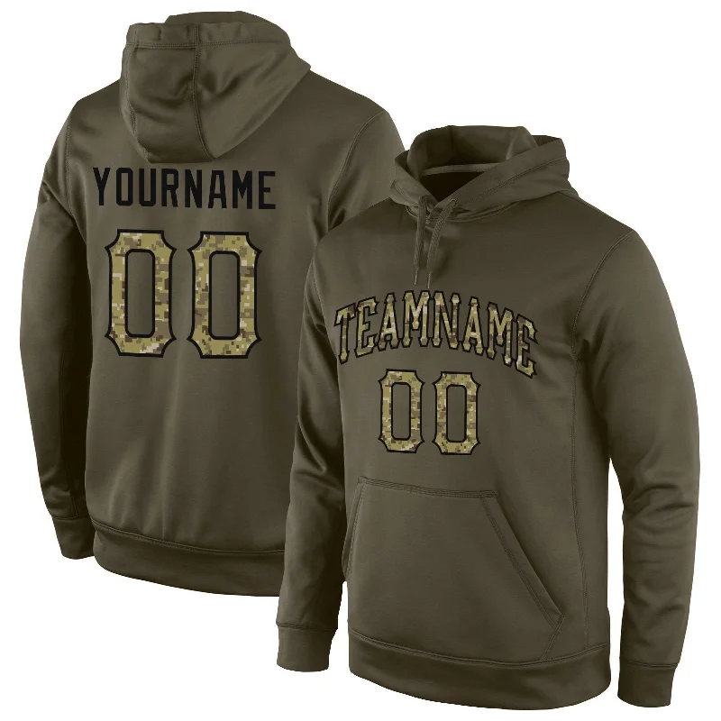 Custom Olive Camo-Black Classic Style Uniform Pullover Fashion Hoodie