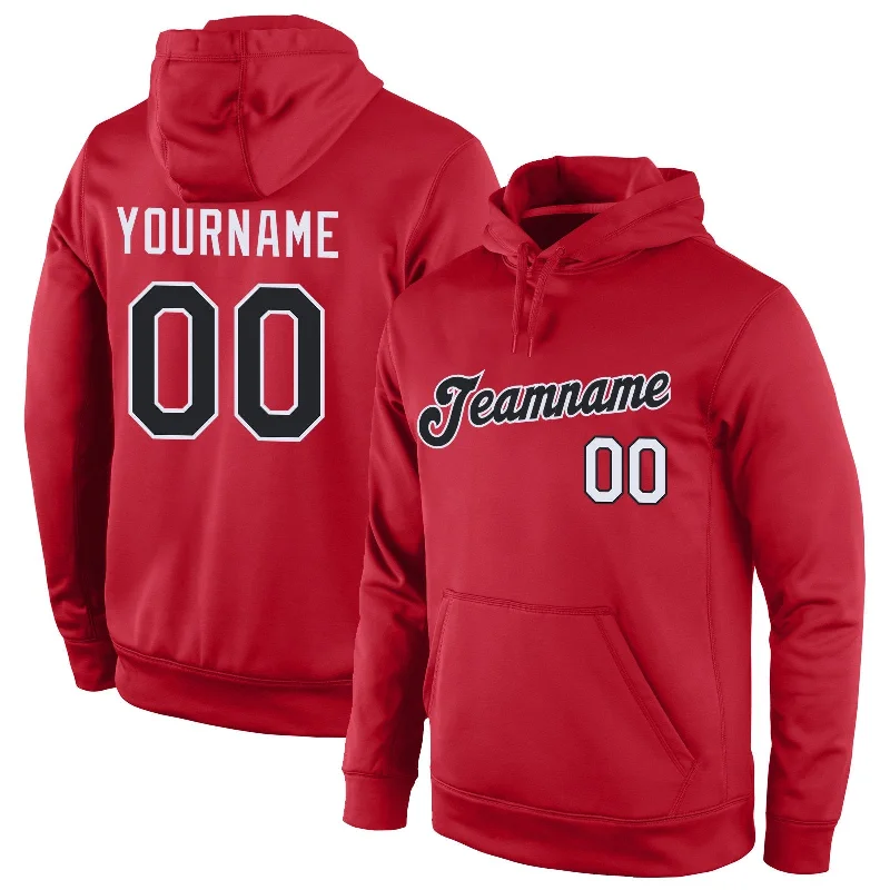 Custom Red Black-White Classic Style Uniform Pullover Fashion Hoodie