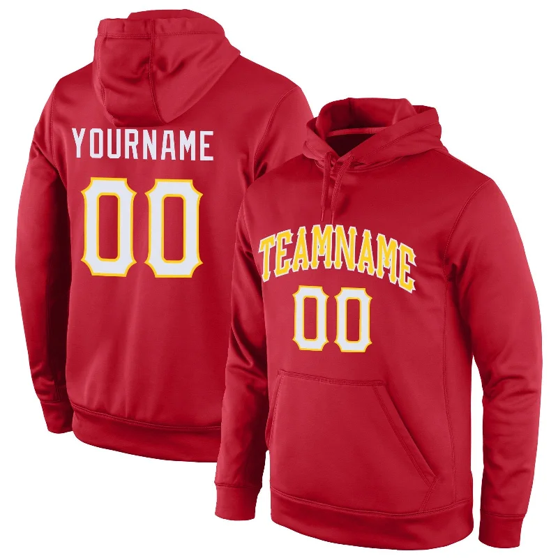 Custom Red White-Yellow Classic Style Uniform Pullover Fashion Hoodie