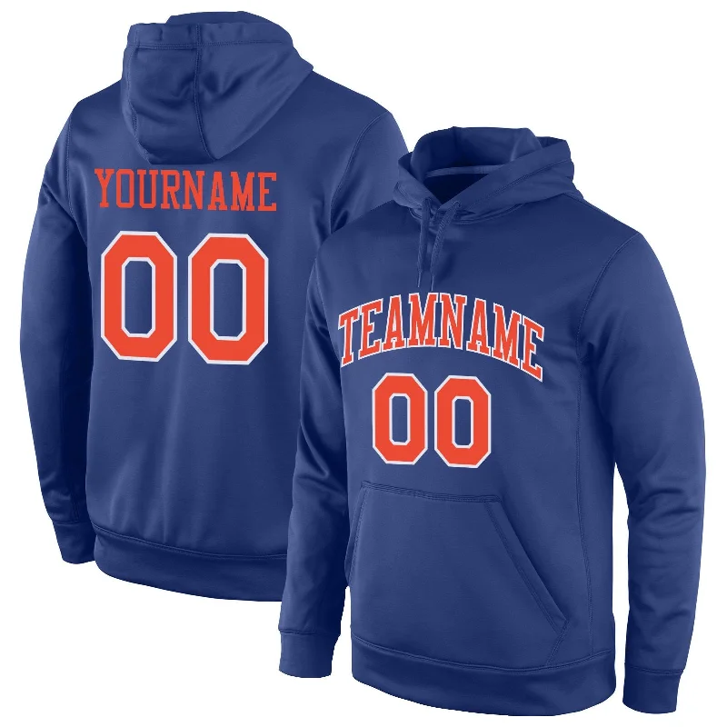 Custom Royal Orange White Classic Style Uniform Pullover Fashion Hoodie