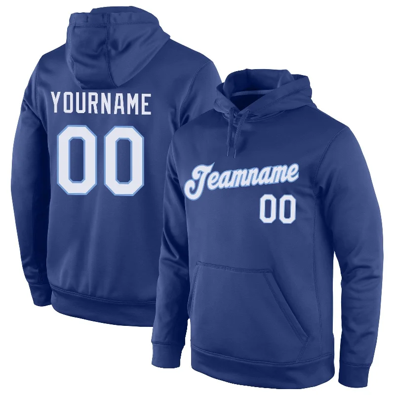 Custom Royal White-Light Blue Classic Style Uniform Pullover Fashion Hoodie