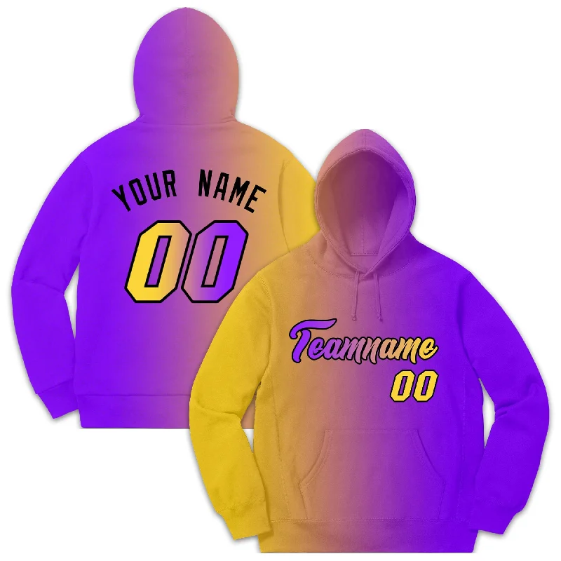 Custom Purple Yellow Gradient Fashion Casual Pullover Sweatshirt Hoodie