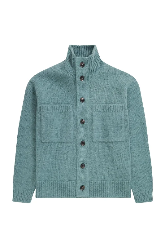 Cardigan in Misto Lana Verde Acqua