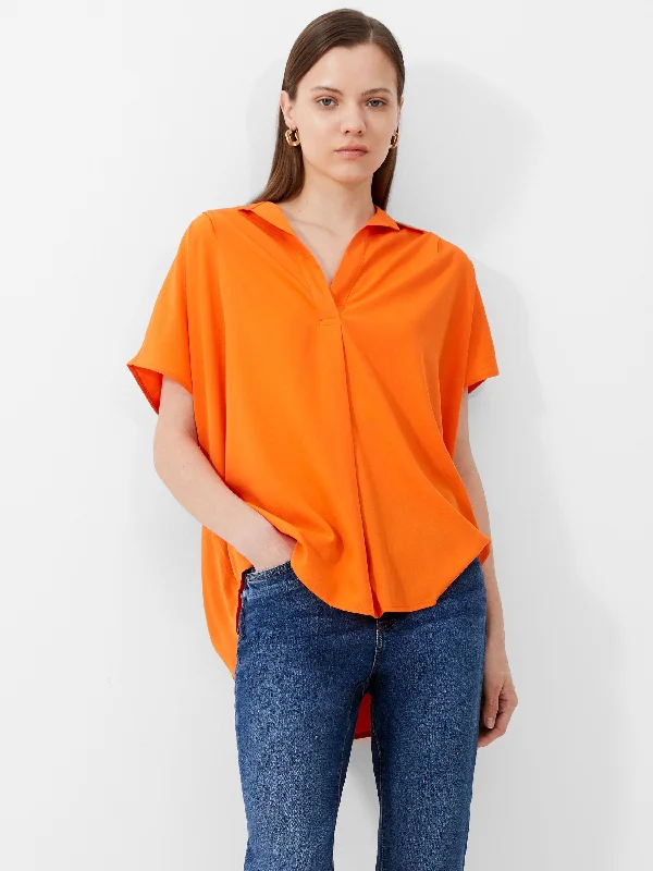 Short Sleeve Crepe Light Popover Shirt