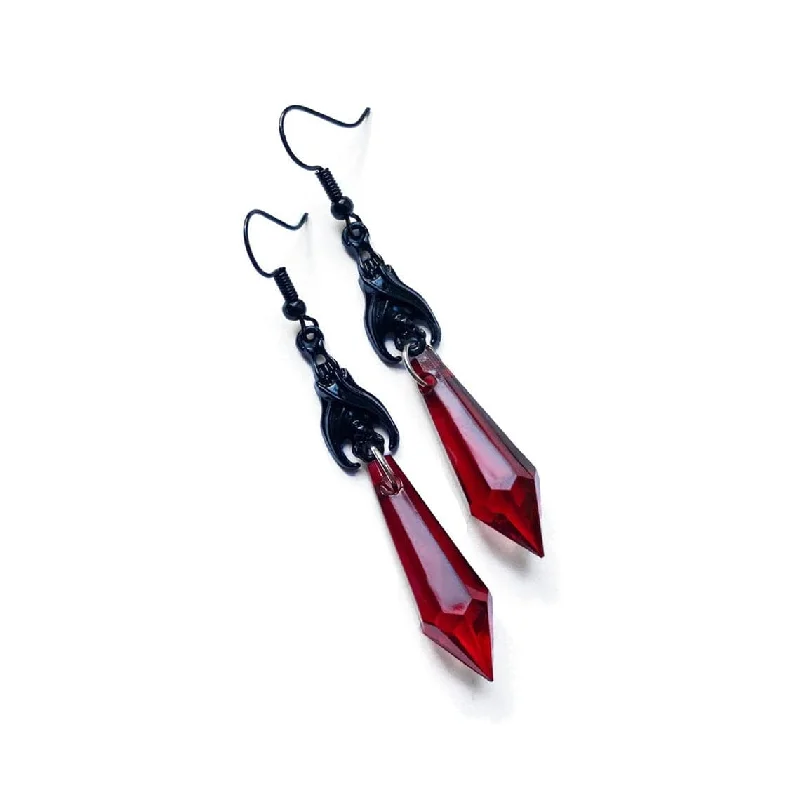 Women's Gothic Ruby Bat Earring