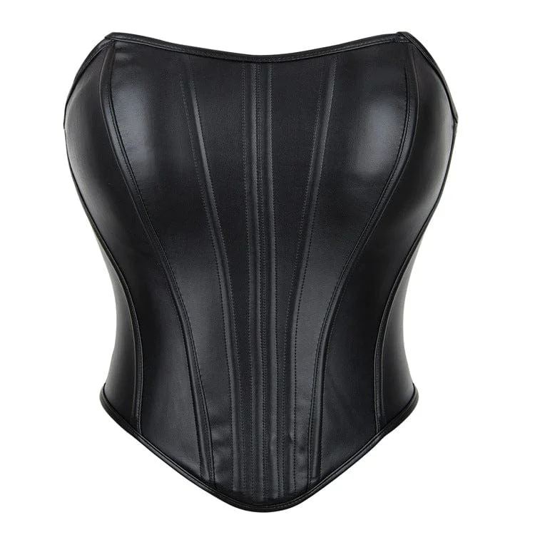 Women's Punk Faux Leather Side Zipper Overbust Corset