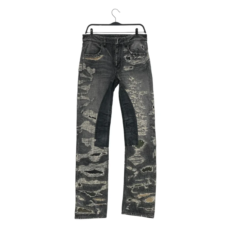 GIVENCHY/Destroyed Denim and Moleskin Straight Jeans/30