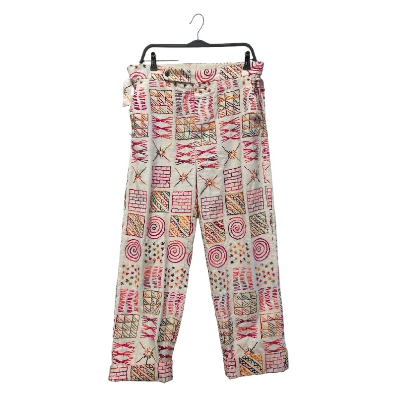 BODE/Straight Pants/34/Cotton/WHT/All Over Print/Mulitcolor stitched patterns