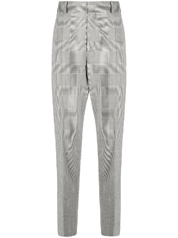 Check-Print Cotton Tailored Trousers