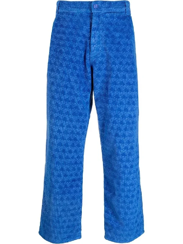 Graphic-Print Corduroy Trousers