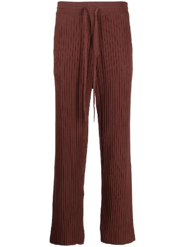 Ribbed Straight-Leg Trousers