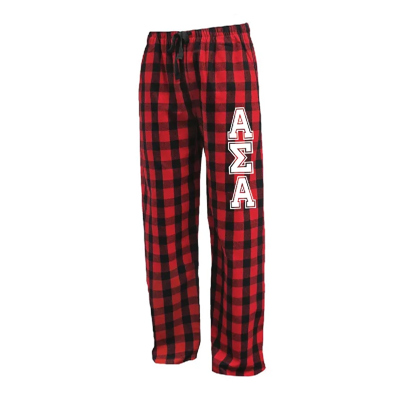 Greek Flannel Pants, Printed Varsity Letters - FLNP - CAD